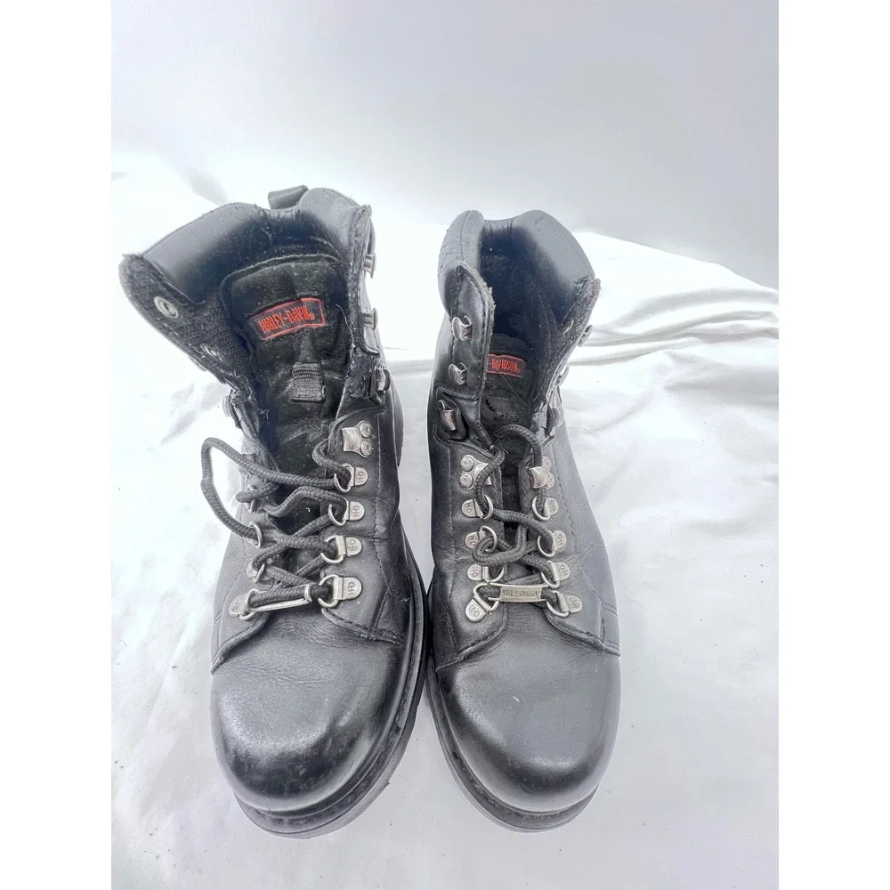 Harley Davidson Mens Black Leather Biker Riding Boots 91610 81830 Size 8.5 US